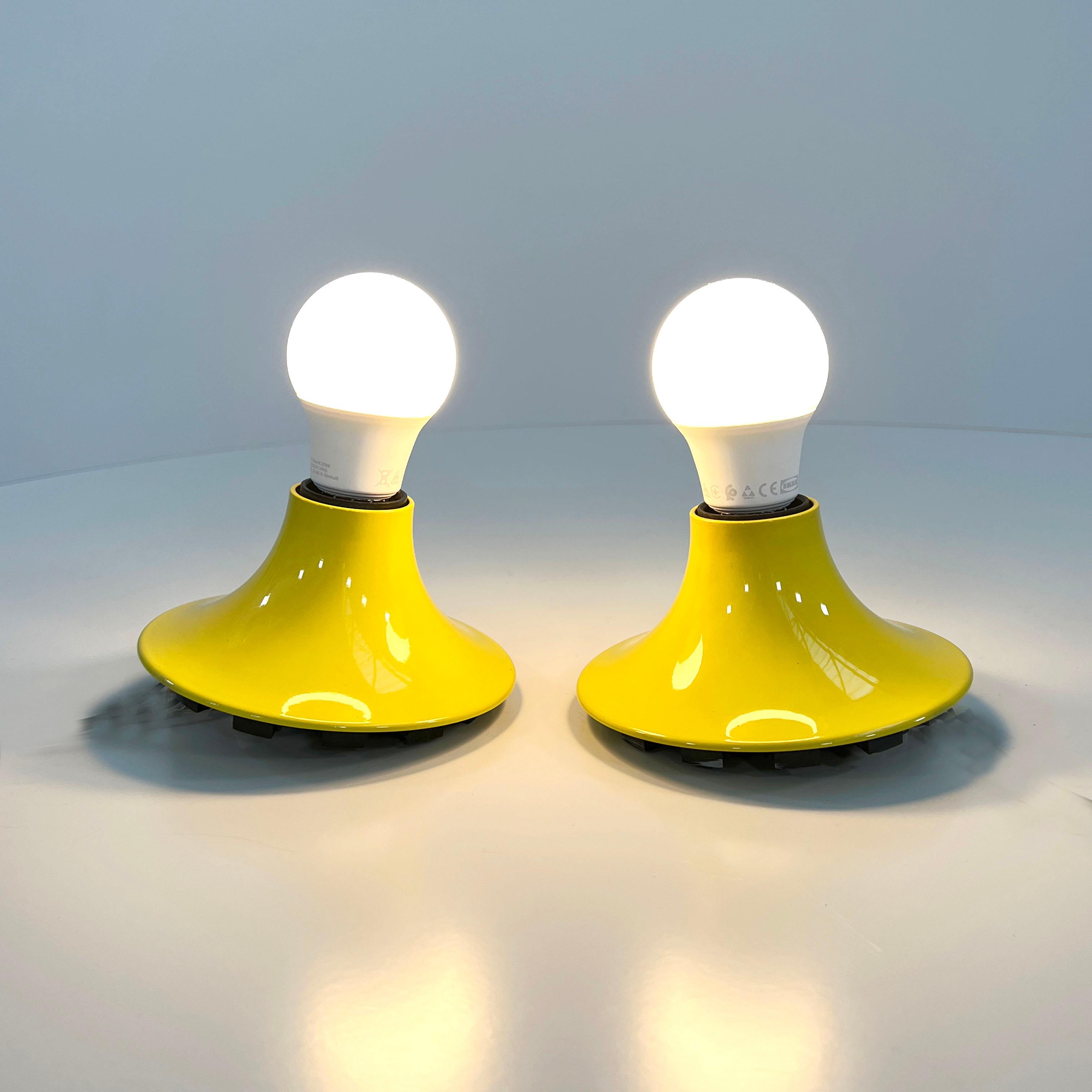 Late 20th Century Pair of Yellow Teti Wall Lamps by Vico Magistretti for Artemide, 1970s