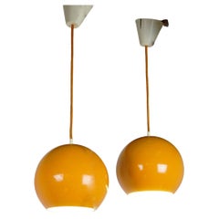 Pair of yellow Topan VP6 Pendants by Verner Panton Denmark