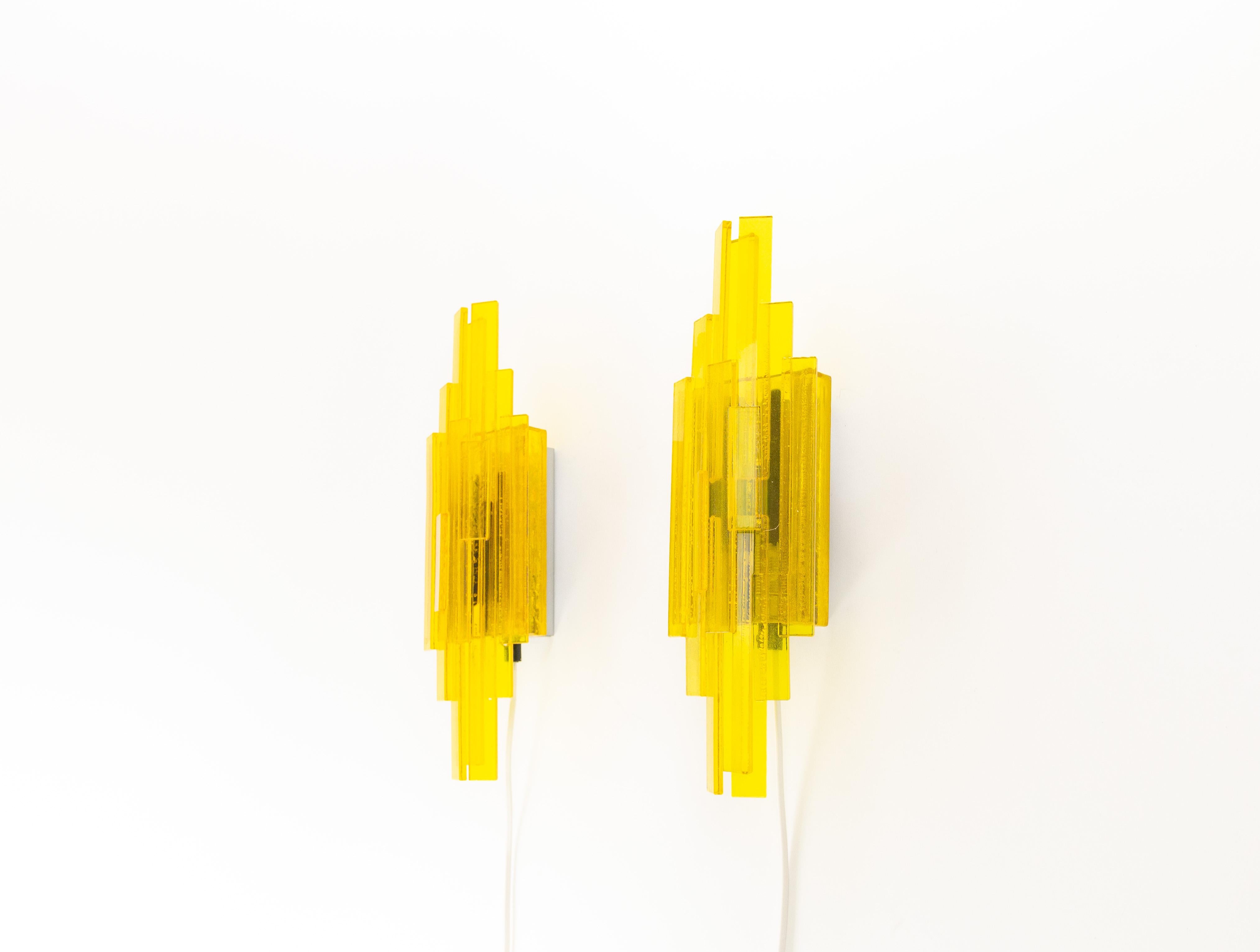Mid-Century Modern Pair of Yellow Wall Lamps by Claus Bolby for Cebo Industri, 1960s
