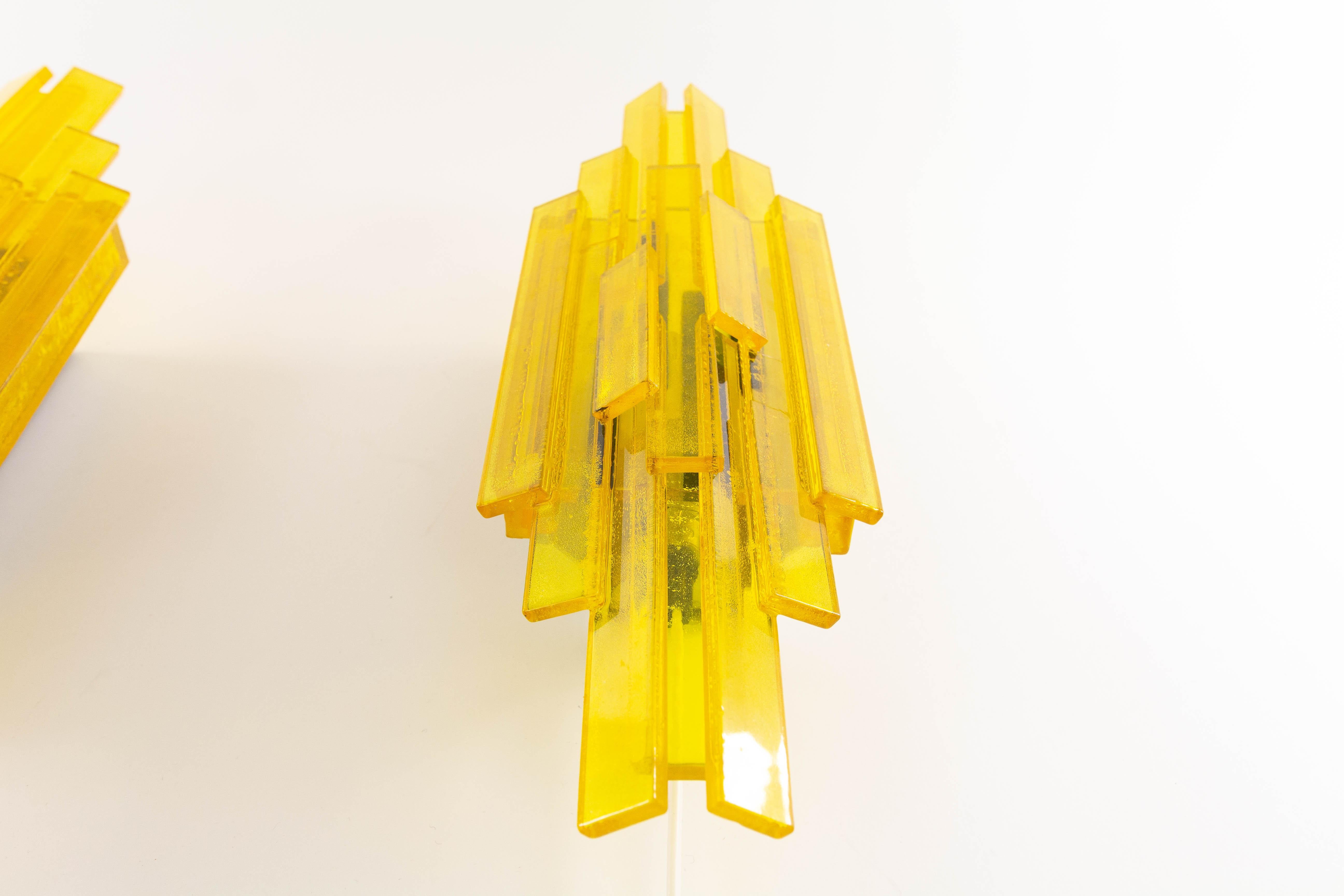 Pair of Yellow Wall Lamps by Claus Bolby for Cebo Industri, 1960s In Good Condition In Rotterdam, NL