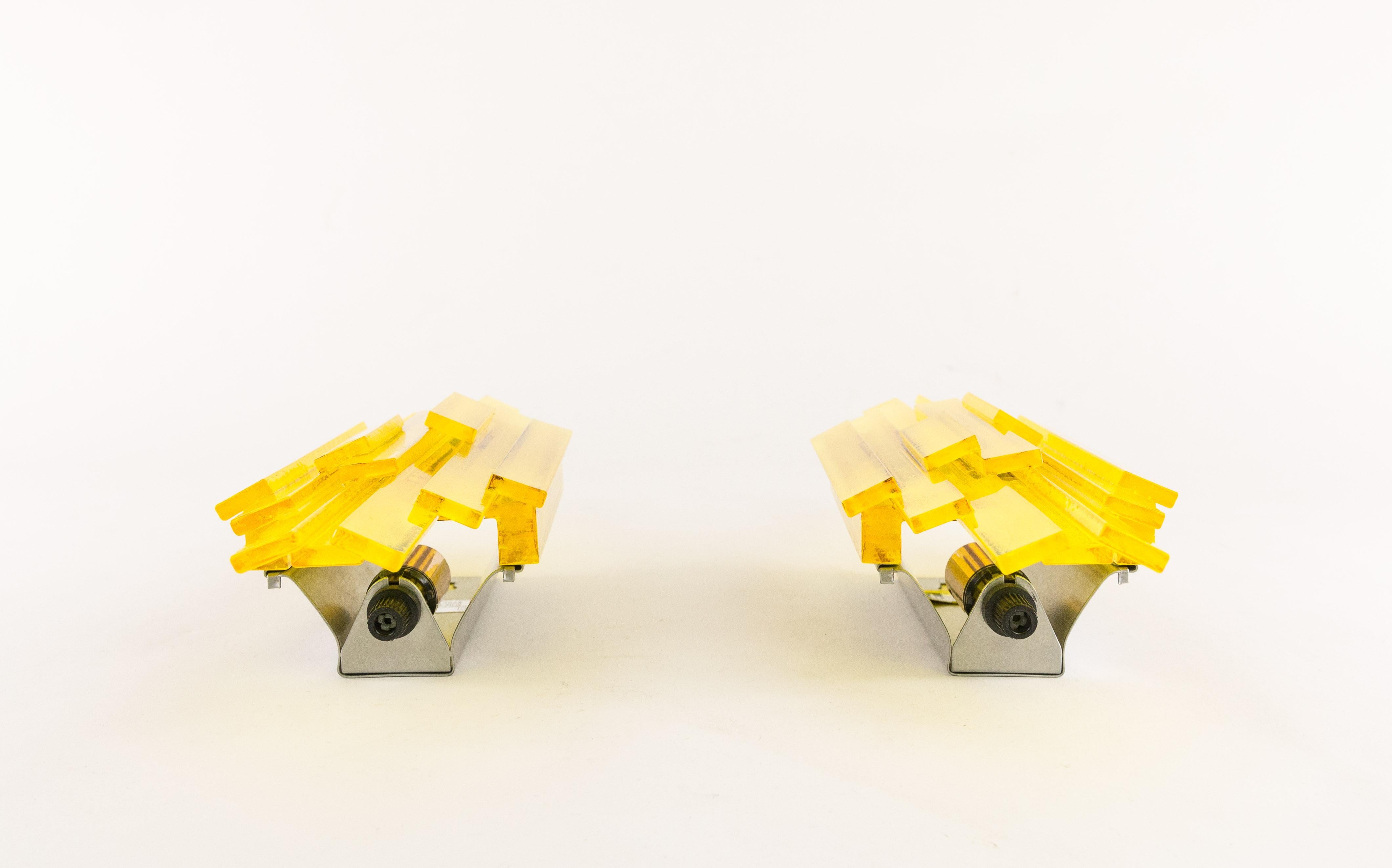 Mid-20th Century Pair of Yellow Wall Lamps by Claus Bolby for Cebo Industri, 1960s