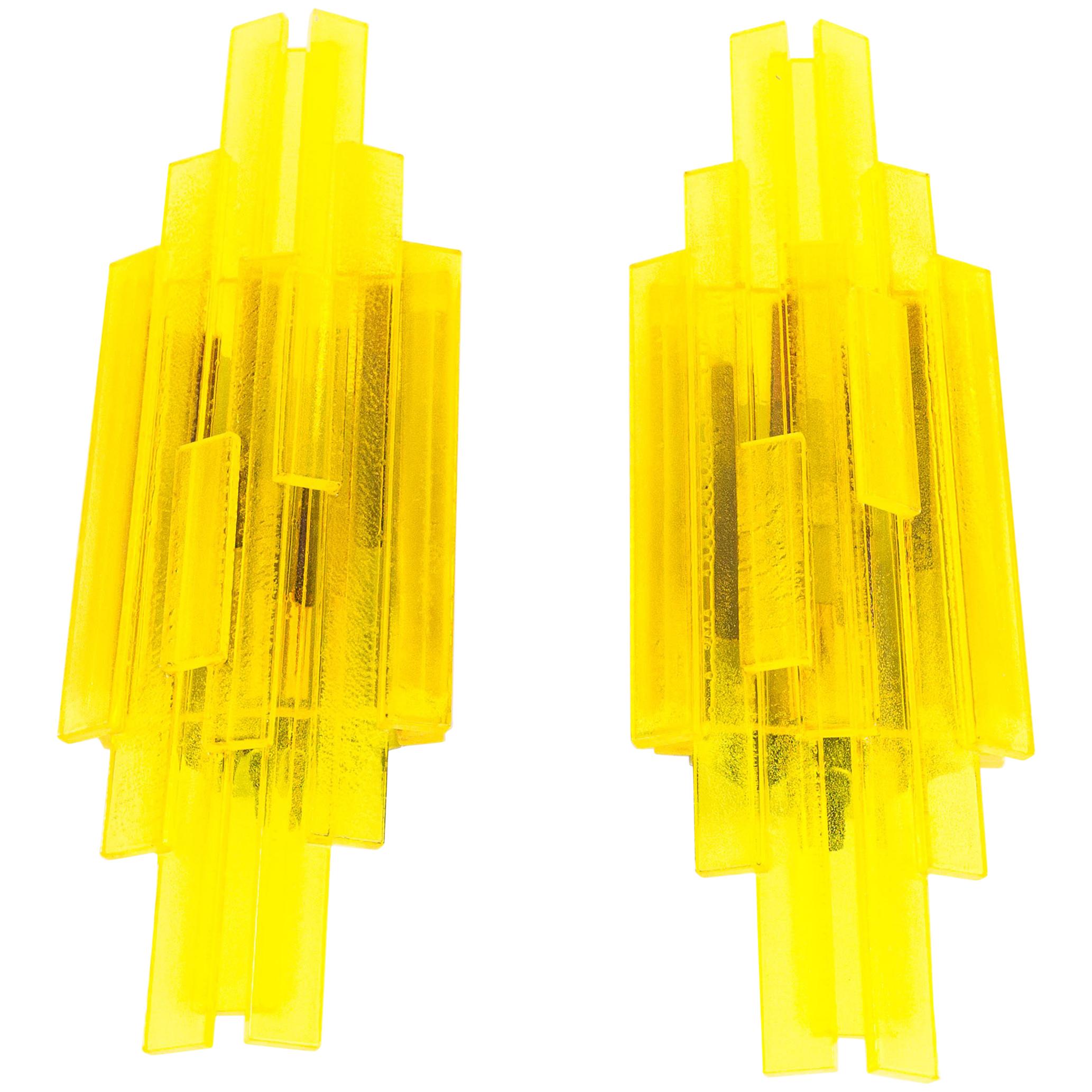 Pair of Yellow Wall Lamps by Claus Bolby for Cebo Industri, 1960s