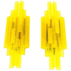 Vintage Pair of Yellow Wall Lamps by Claus Bolby for Cebo Industri, 1960s