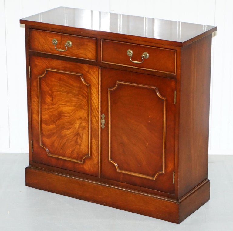 Pair of Yew Wood Bradley Furniture England Bookcases Drawers at