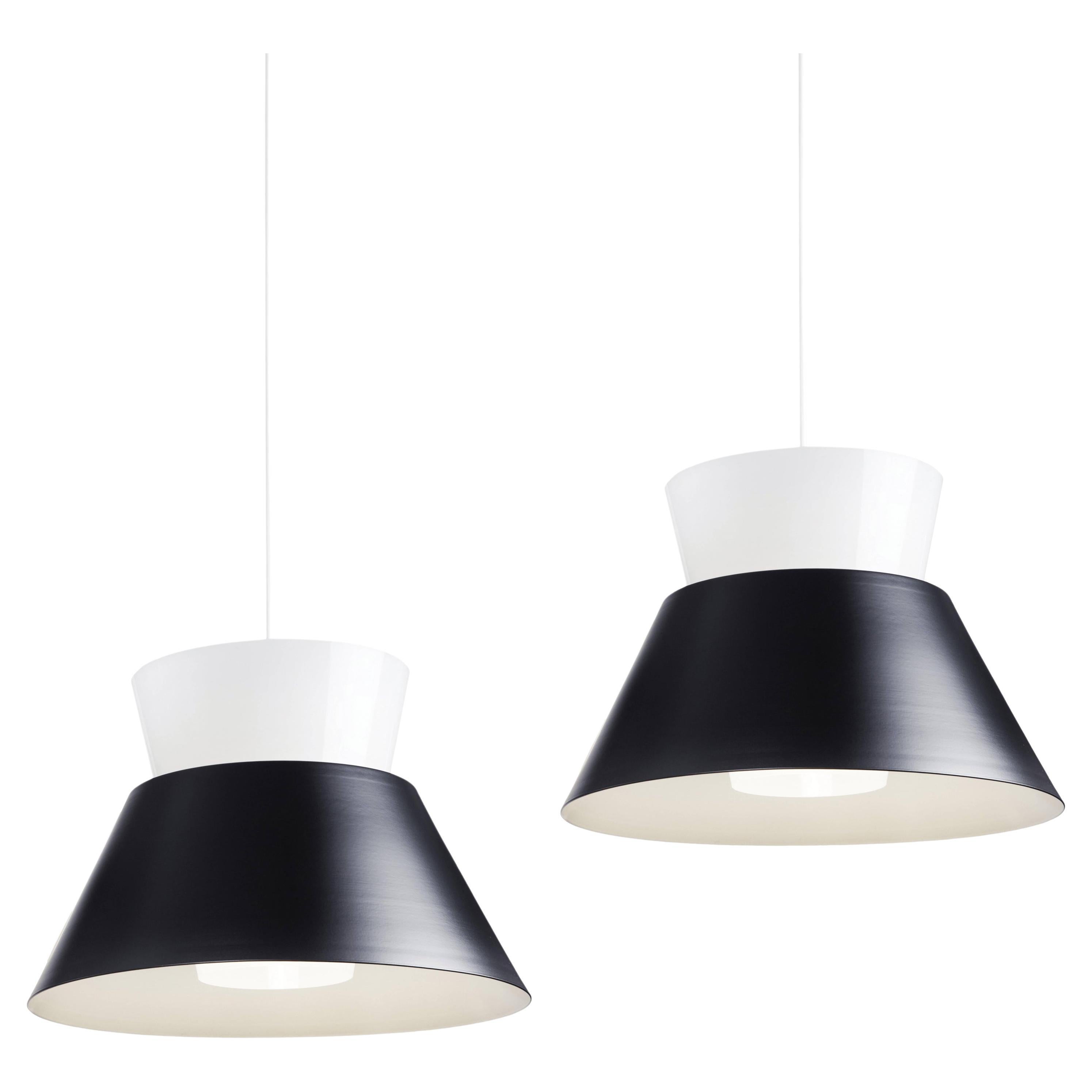 Pair of Yki Nummi '1955' Pendants for Innolux Oy in Black and White