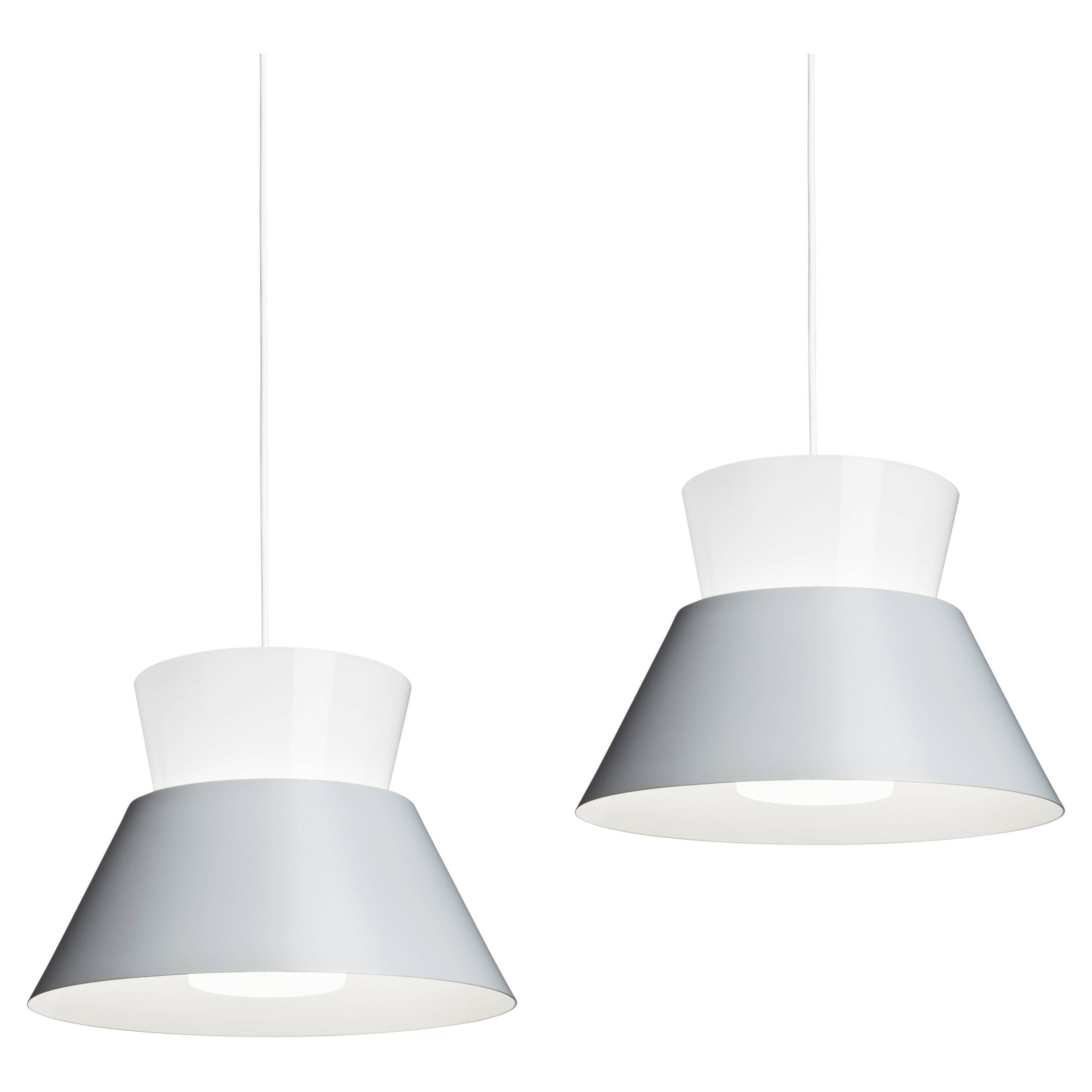 Pair of Yki Nummi '1955' Pendants for Innolux Oy in Gray and White