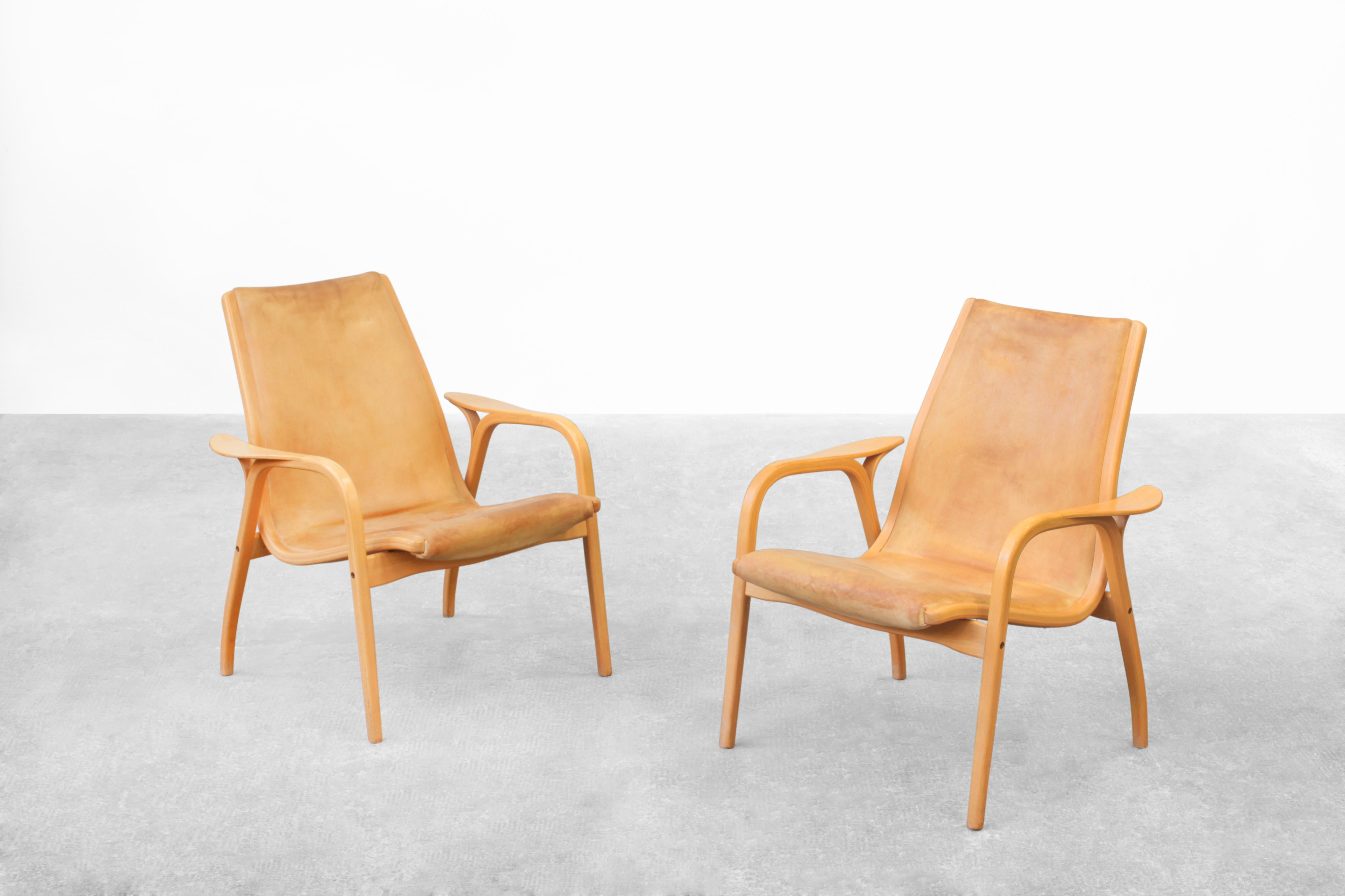 Swedish Pair of Yngve Ekstrøm Lounge Easy Chairs by Swedese Møbler, Sweden 1956