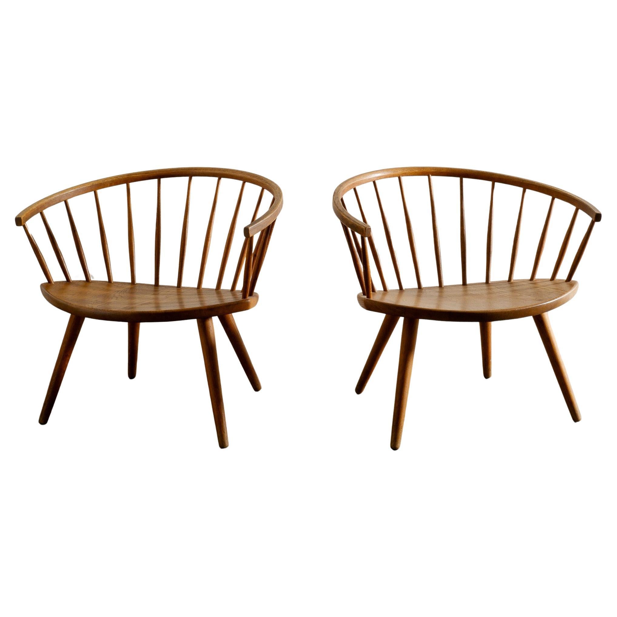 Paire de chaises à accoudoirs "Arka" en Oak Oak produites en Suède, années 1950 en vente
