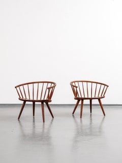 Pair of Yngve Ekström ‘Arka’ Oak Lounge Chairs, 1950s