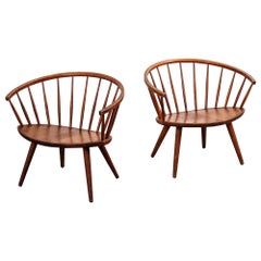 Pair of Yngve Ekström ‘Arka’ Oak Lounge Chairs, 1950s