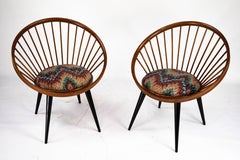 Paire de chaises circulaires Yngve Ekström pour Swedese, Suède années 1950 - Original Upholst