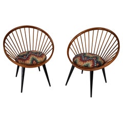 Pair of Yngve Ekström Circle Chairs for Swedese, Sweden 1950s – Original Upholst