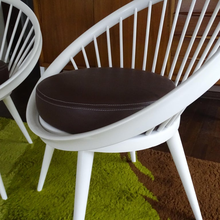 Pair of Yngve Ekström Circle Lounge Chairs, 1960s Danish Modern For