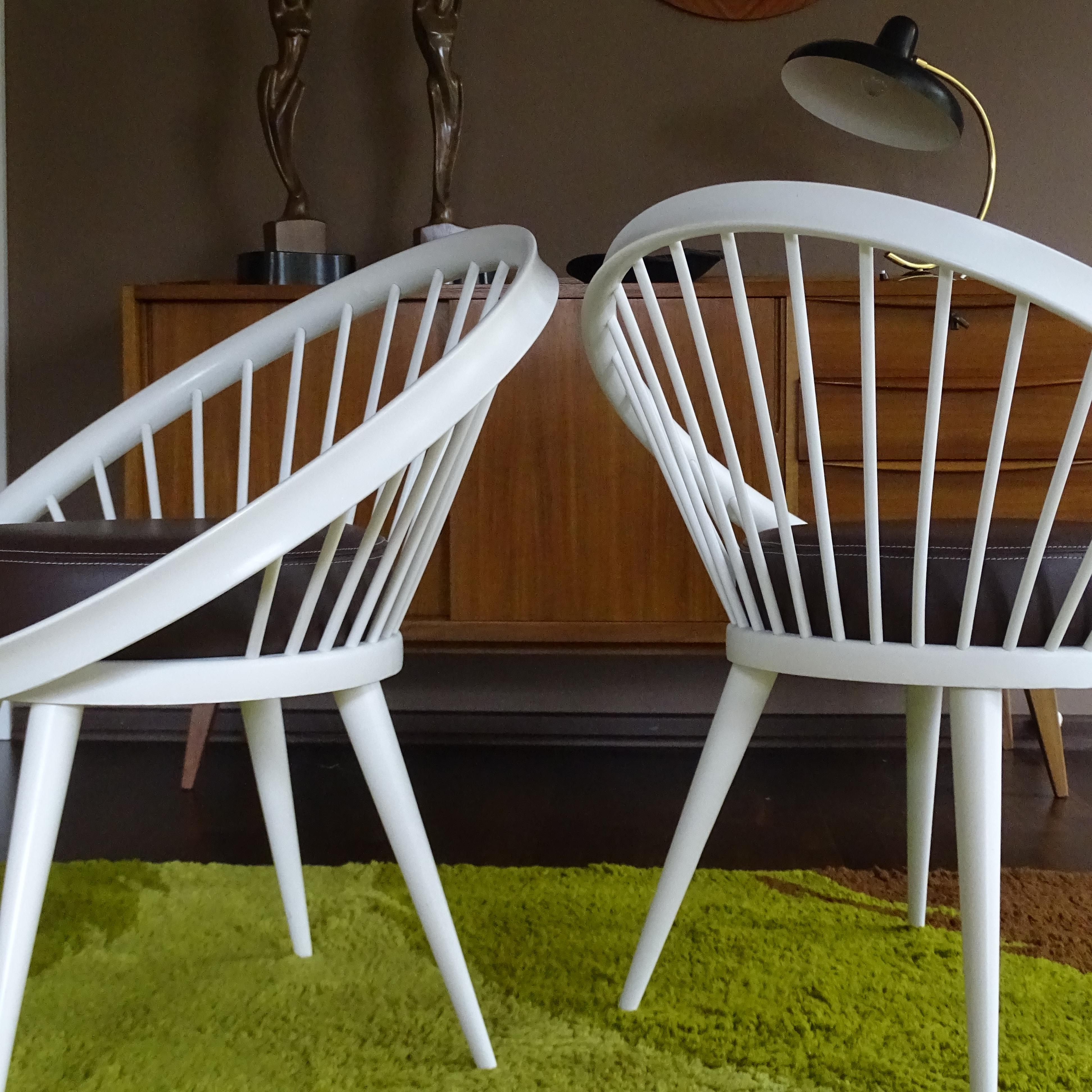 Mid Century Pair of Yngve Ekström Circle Lounge Chairs, 1960s Danish Modern For Sale 8