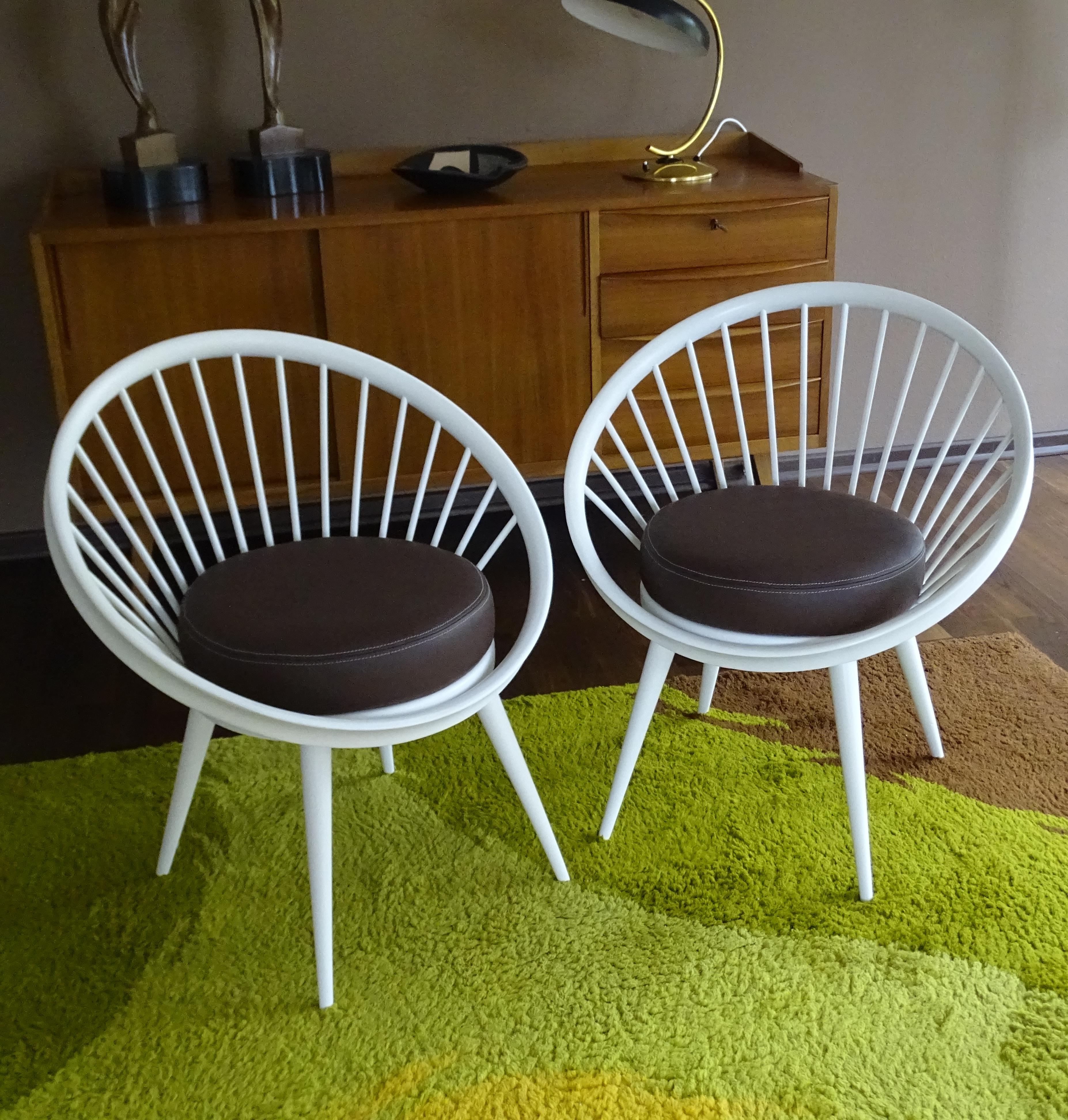 Scandinavian Modern Mid Century Pair of Yngve Ekström Circle Lounge Chairs, 1960s Danish Modern For Sale