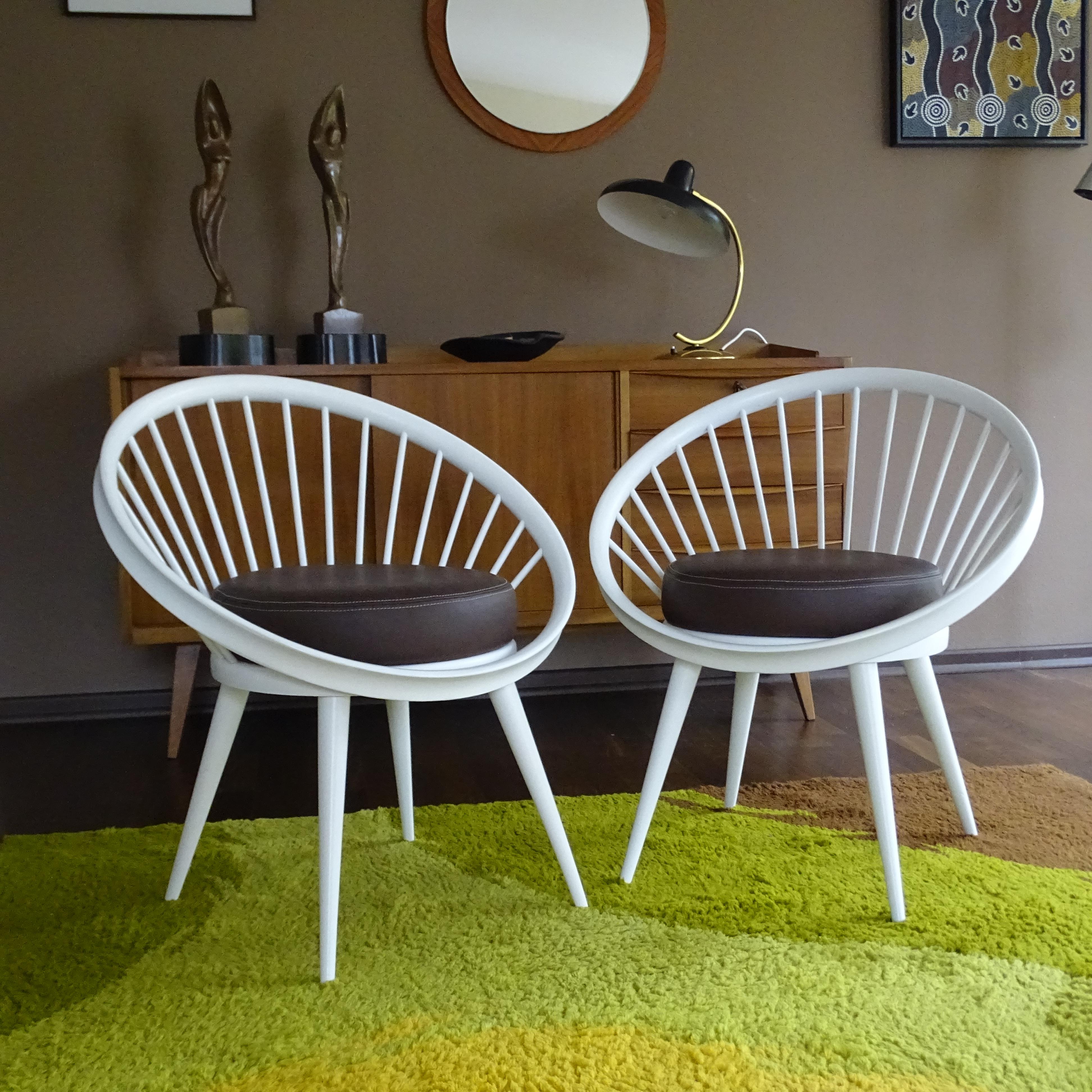 Swedish Mid Century Pair of Yngve Ekström Circle Lounge Chairs, 1960s Danish Modern For Sale