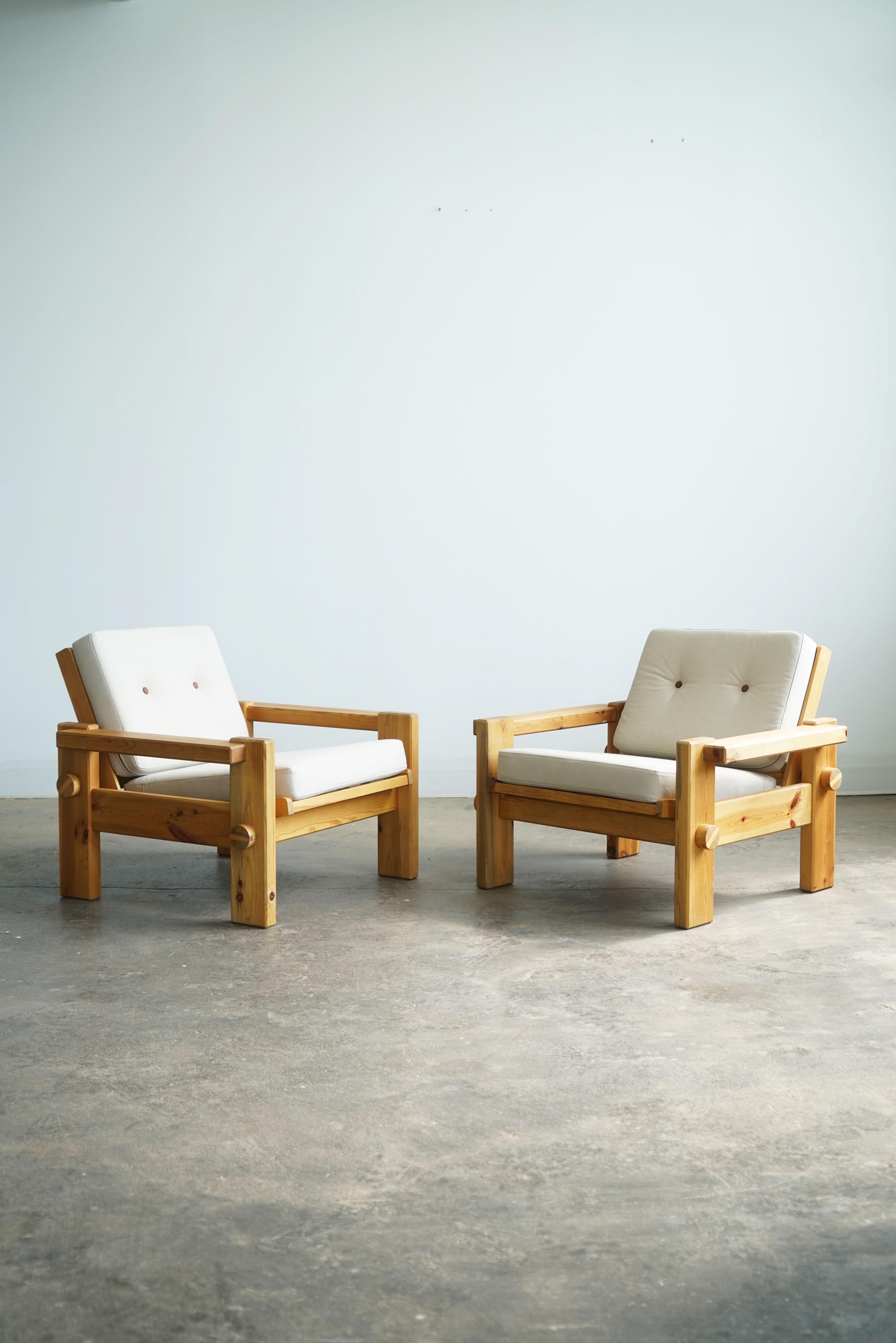 Swedish Pair of Yngve Ekström for Swedese Pine Dymling Lounge Chairs from Sweden