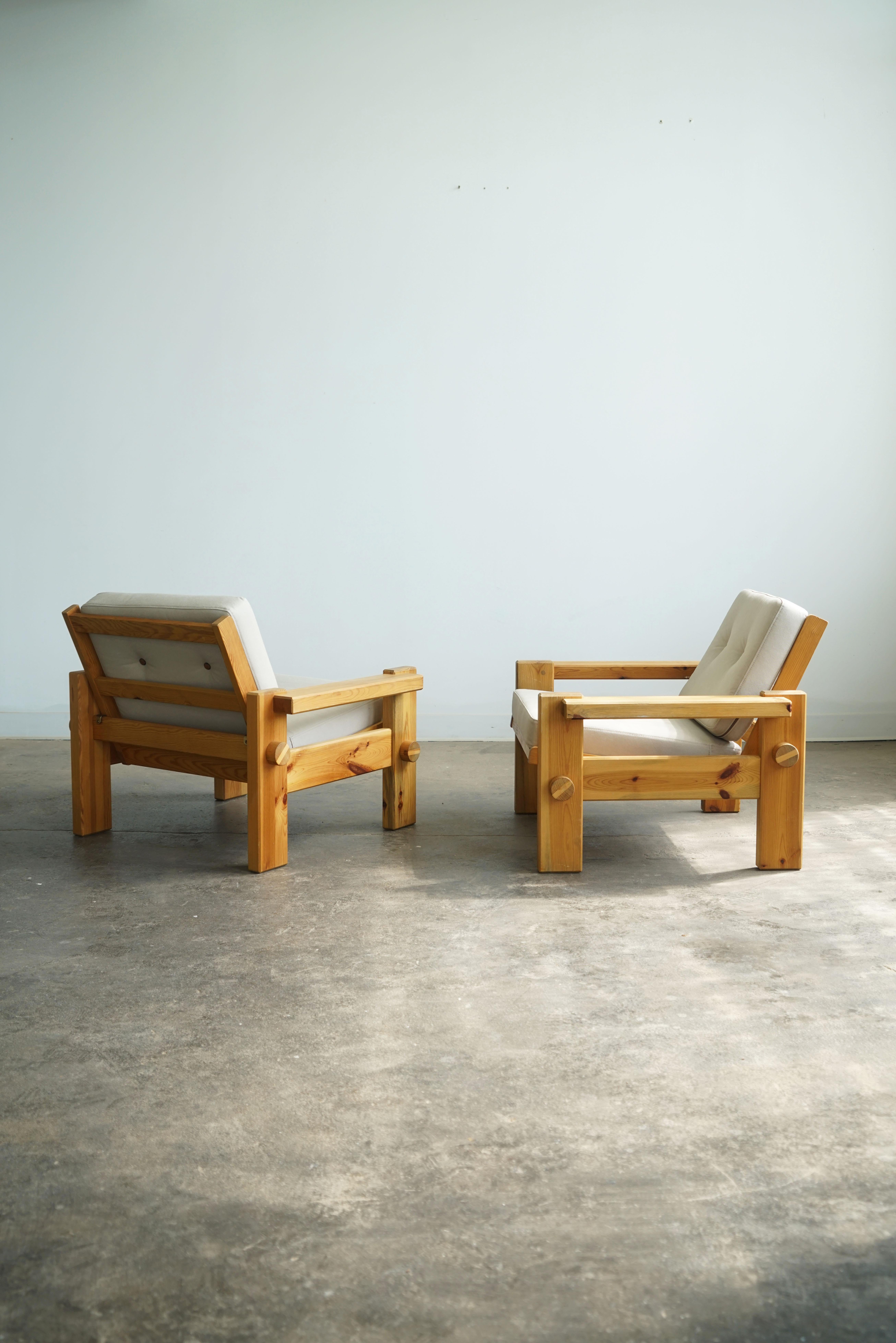Pair of Yngve Ekström for Swedese Pine Dymling Lounge Chairs from Sweden 1