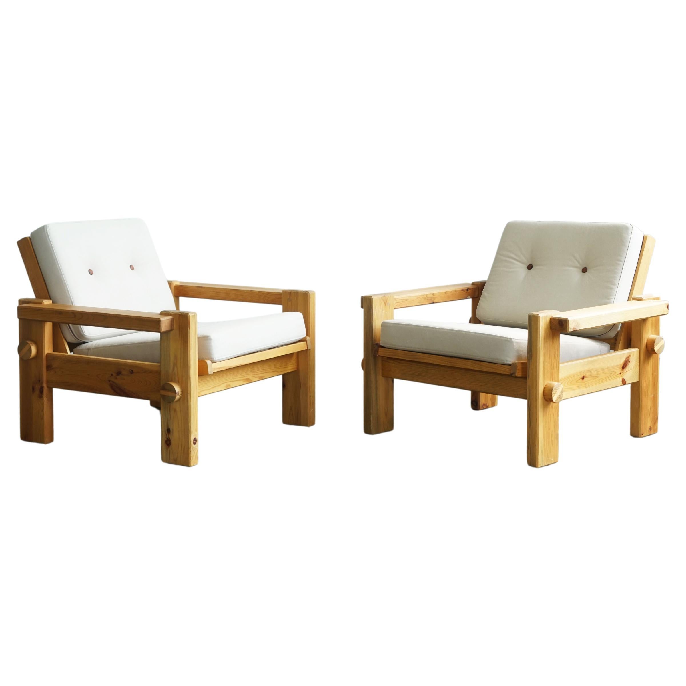 Pair of Yngve Ekström for Swedese Pine Dymling Lounge Chairs from Sweden