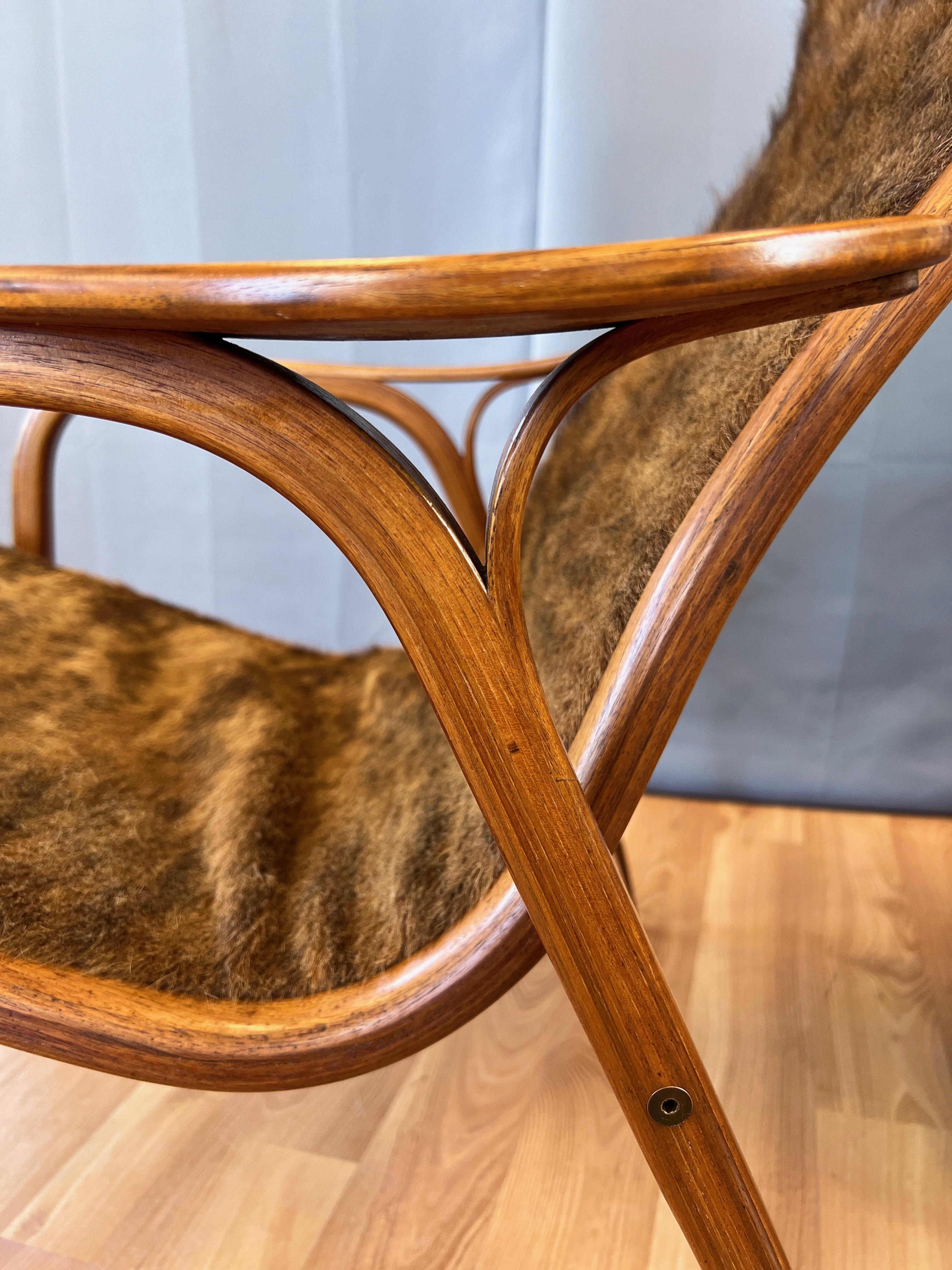 Pair of Yngve Ekström Lamino Teak with Cowhide Lounge Chairs for Swedese, 1950s 4