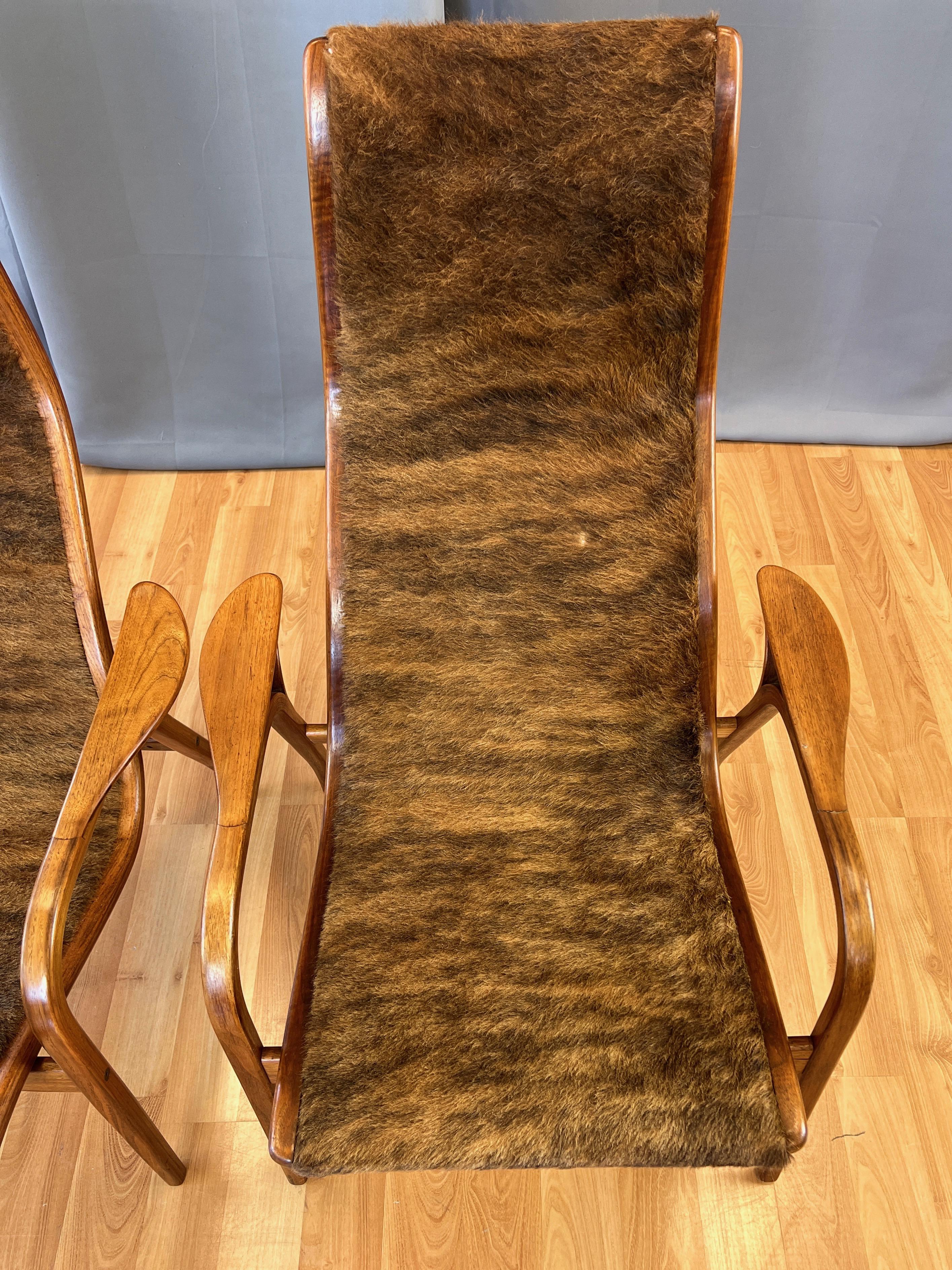 Pair of Yngve Ekström Lamino Teak with Cowhide Lounge Chairs for Swedese, 1950s 8