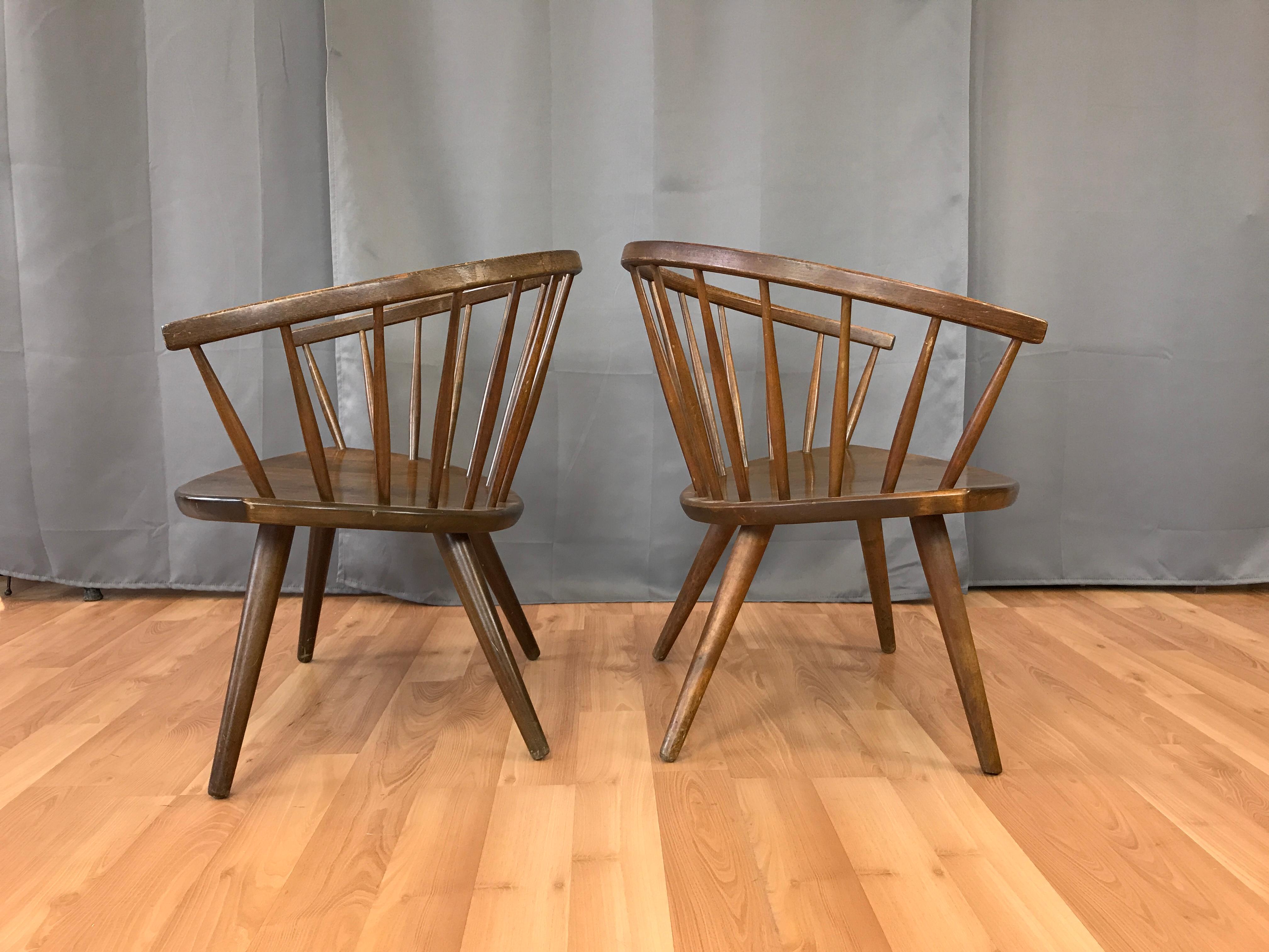 Scandinavian Modern Pair of Yngve Ekström Oak “Arka” Chairs for Stolab