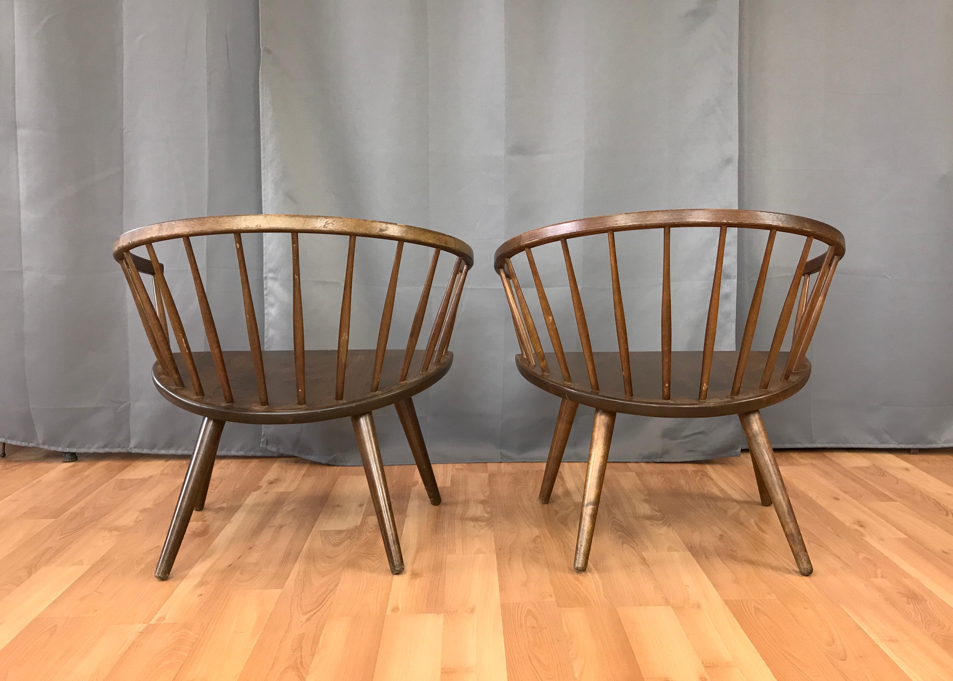 Swedish Pair of Yngve Ekström Oak “Arka” Chairs for Stolab