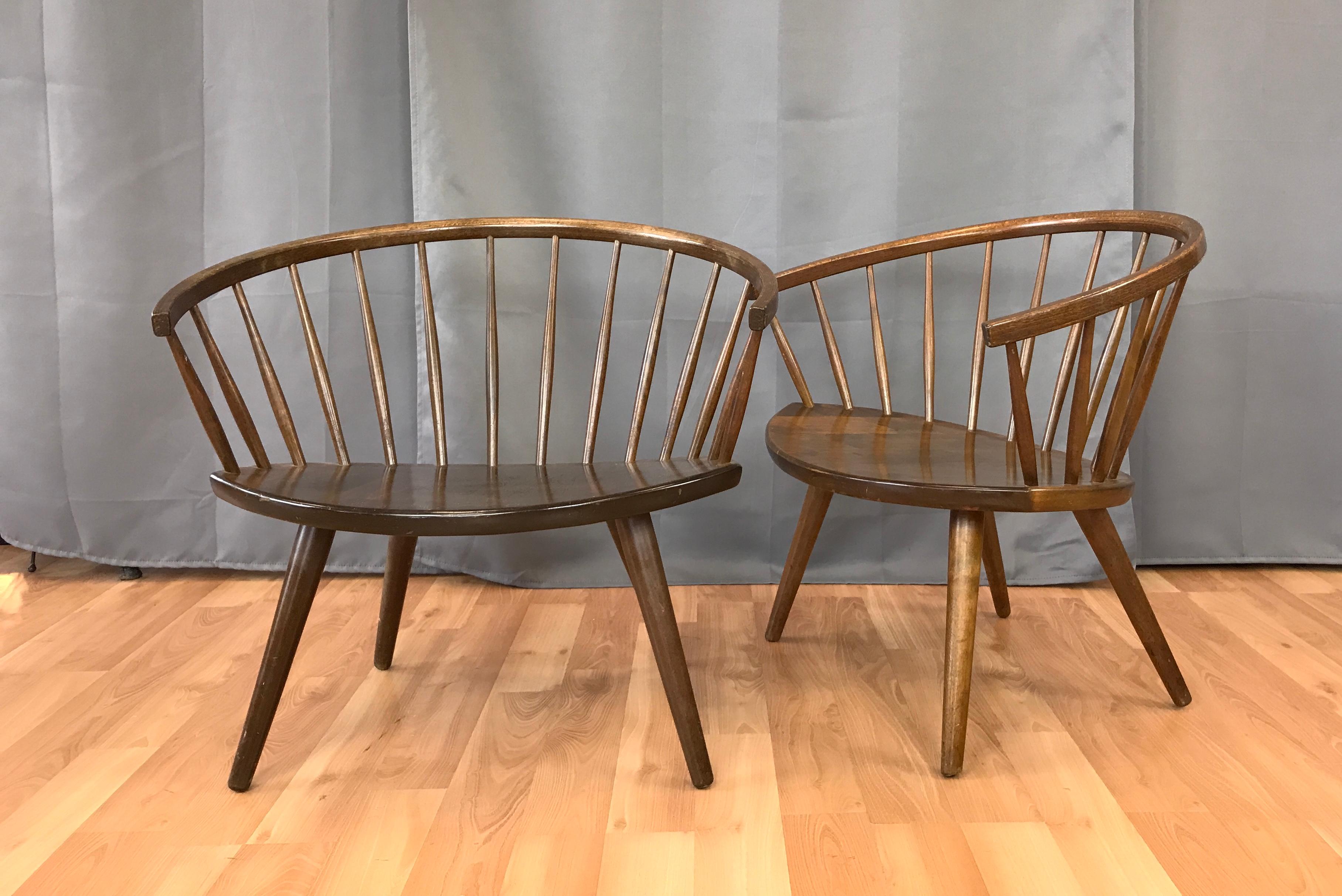Mid-20th Century Pair of Yngve Ekström Oak “Arka” Chairs for Stolab