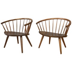 Vintage Pair of Yngve Ekström Oak “Arka” Chairs for Stolab