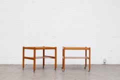 Pair of Yngve Ekstrom Pine Rolling Carts or Side Tables