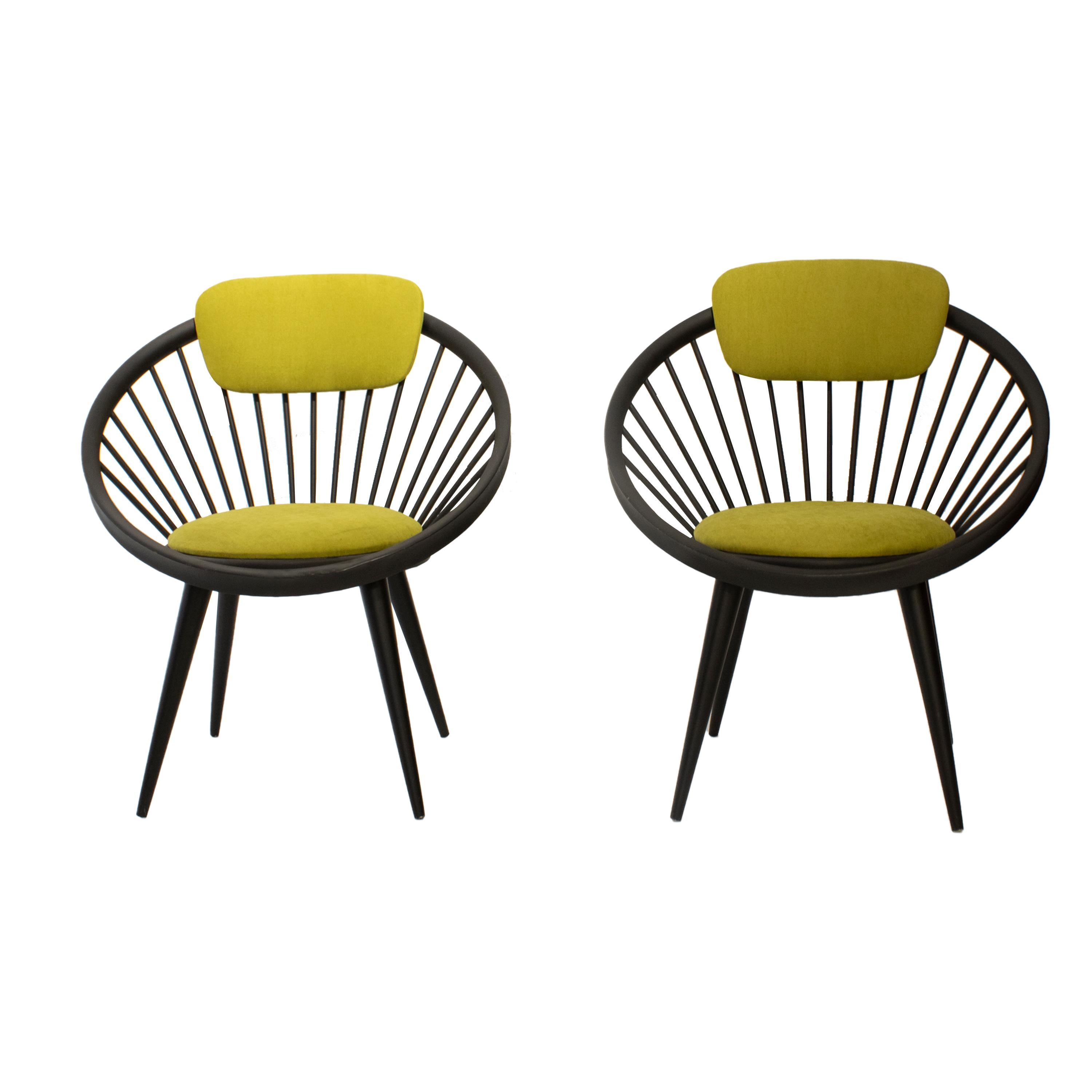 Suédois Paire de fauteuils circulaires de Yngve Ekstrom pour Swedese Meubel, Suède, 1960 en vente