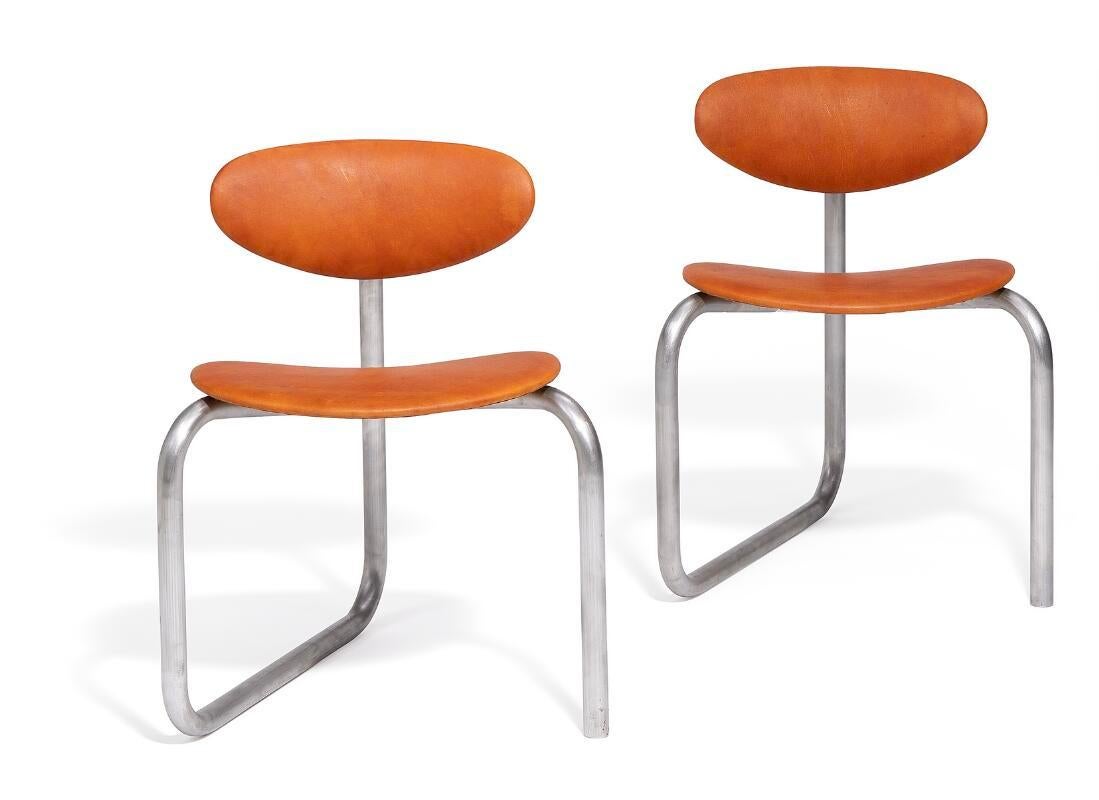 Paar Yogastühle aus patiniertem Leder von Erik Magnussen, 1970er Jahre (Skandinavische Moderne) im Angebot