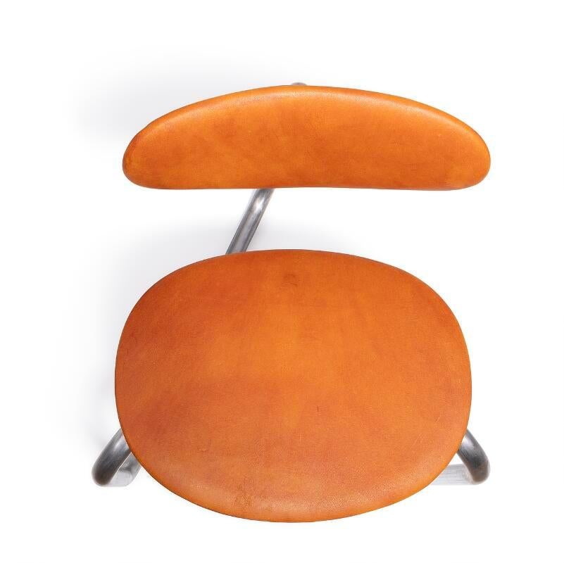Paar Yogastühle aus patiniertem Leder von Erik Magnussen, 1970er Jahre (Dänisch) im Angebot