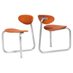 Pair of Yoga Chairs in Patinated Leather by Erik Magnussen, 1970s