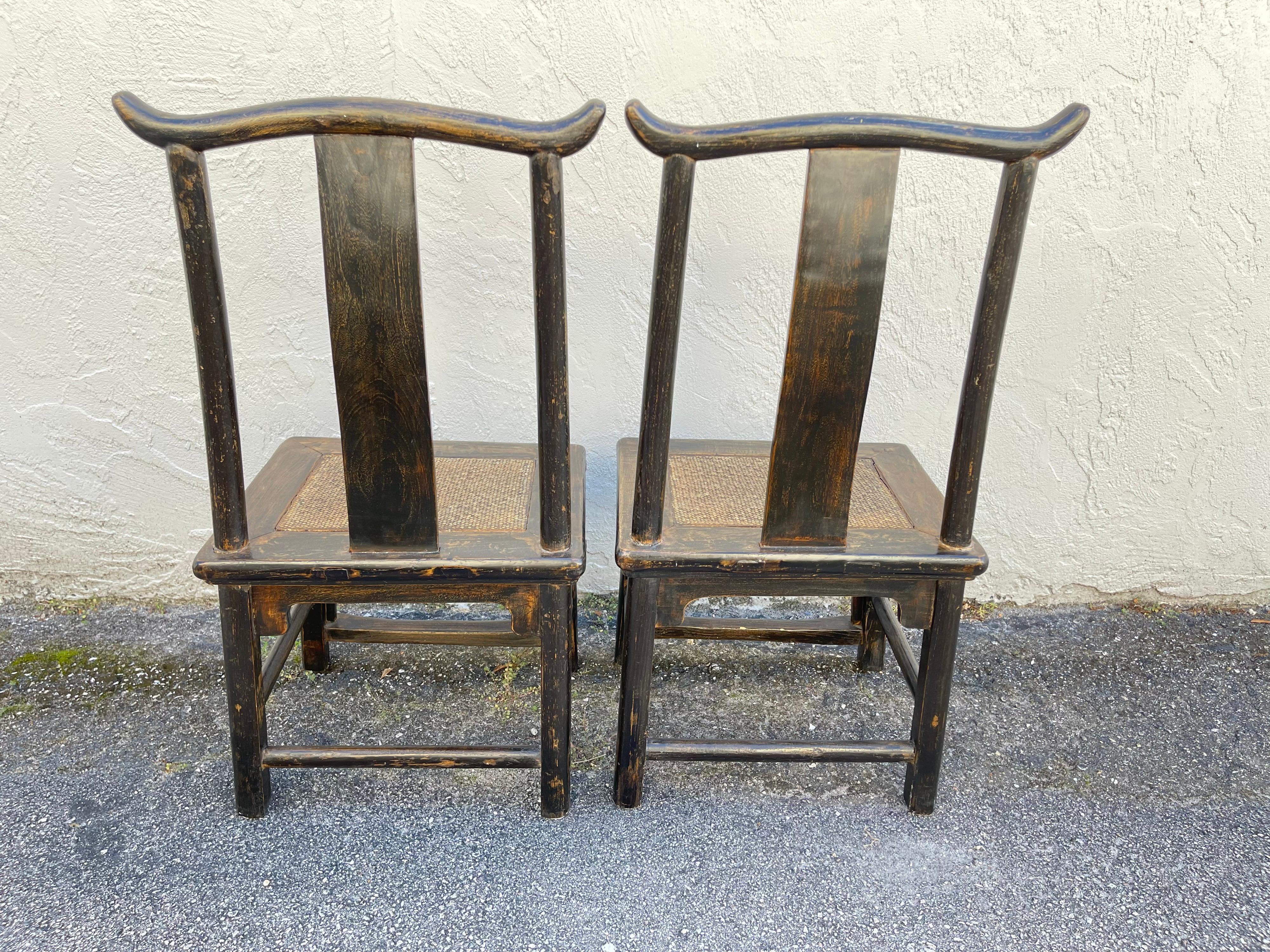 Pair of Yoke Back Chinese Slipper Chairs For Sale 11
