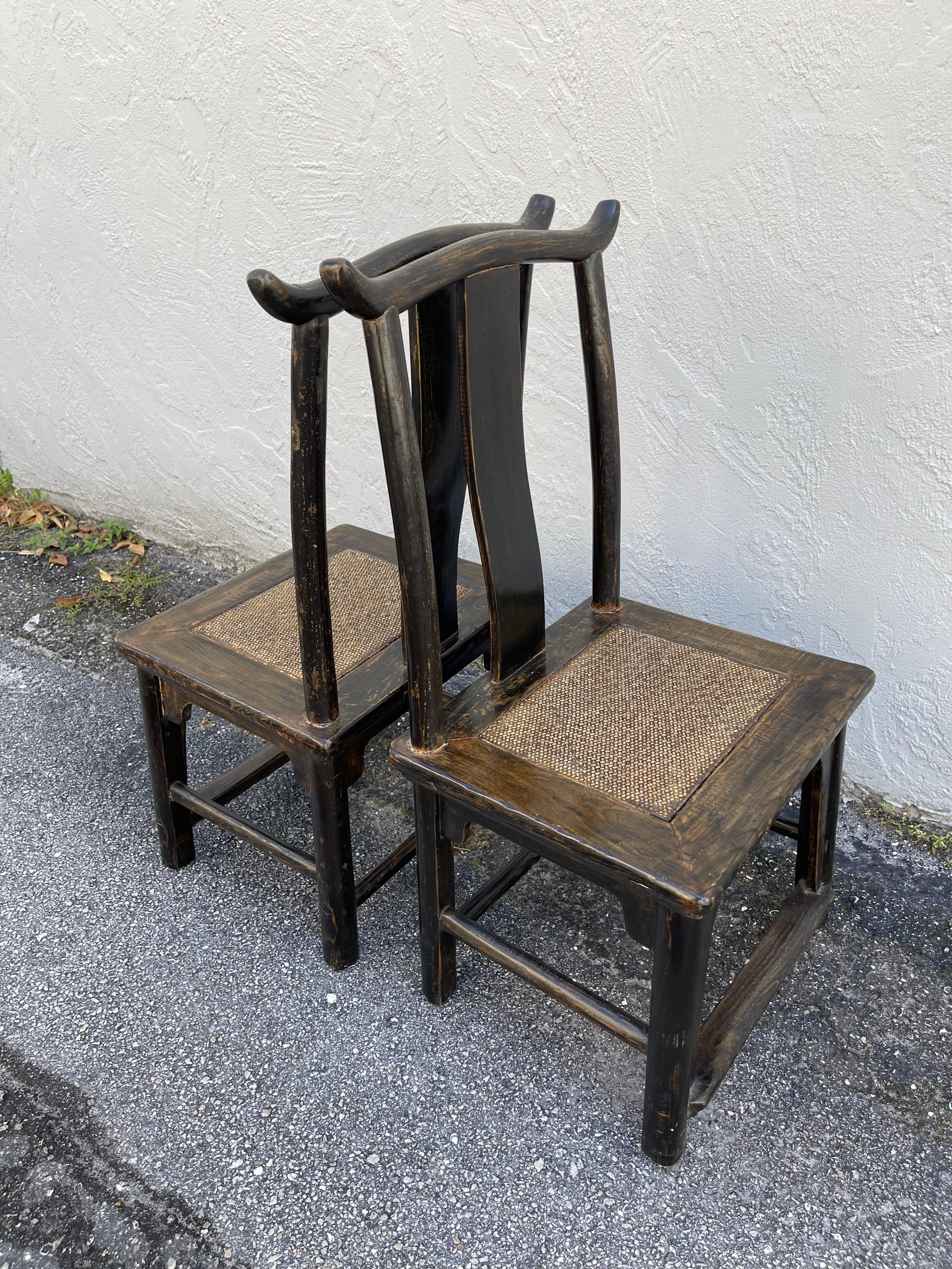 Pair of Yoke Back Chinese Slipper Chairs For Sale 13