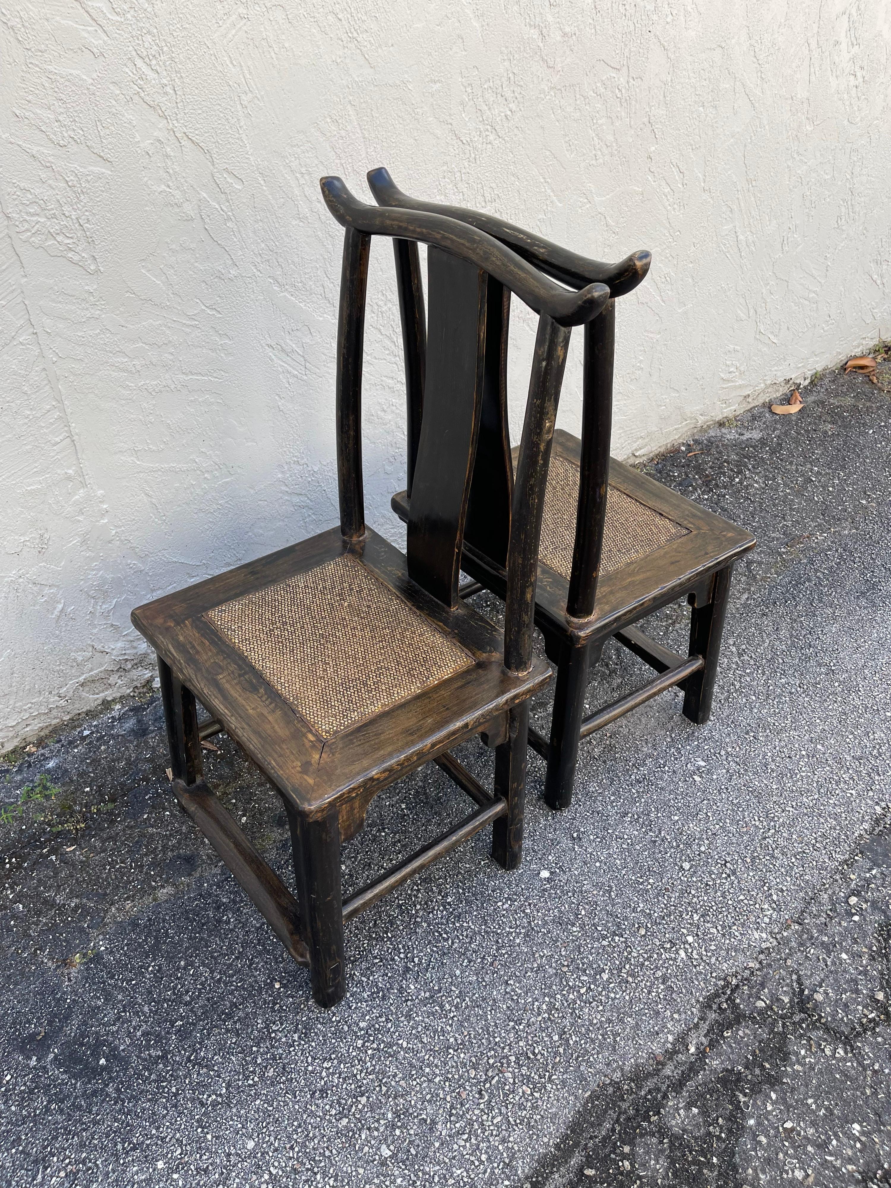 Pair of Yoke Back Chinese Slipper Chairs For Sale 14