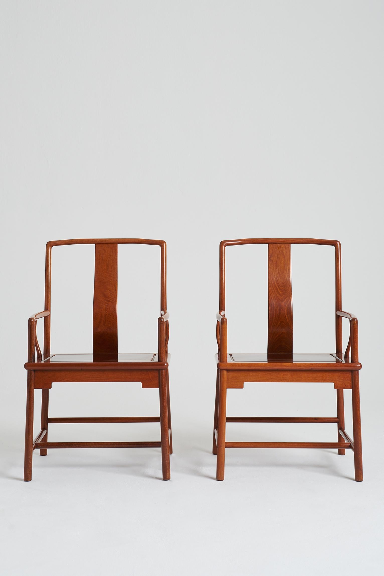 20th Century Pair of Yokeback Armchairs in the Ming Style
