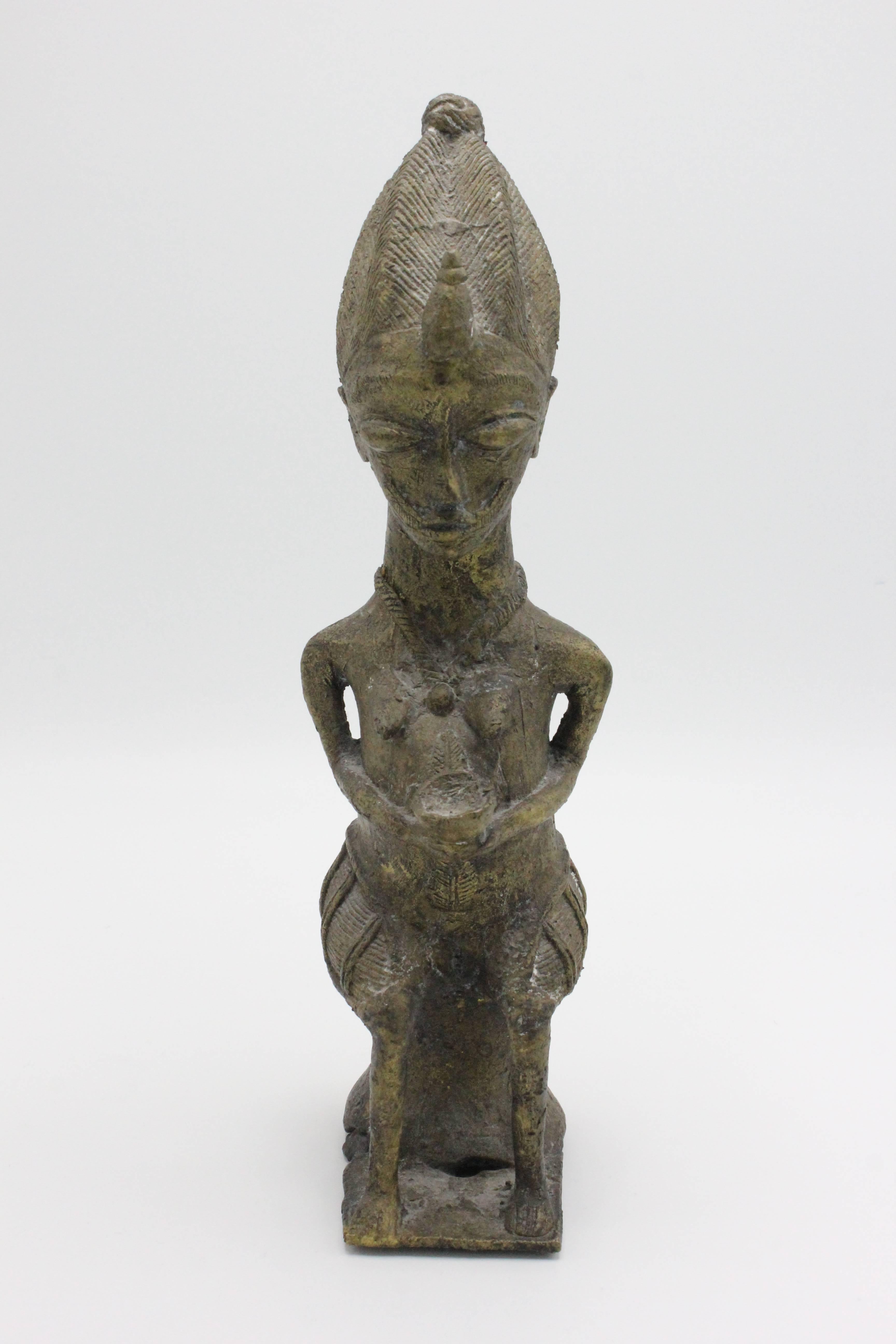 Nigerian Pair of Yoruba Brass Figures for the Ogboni Cult, Nigeria For Sale