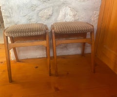 Pair of Yugoslav Modernist Wooden Stools Slovenia, 1960s–1970s