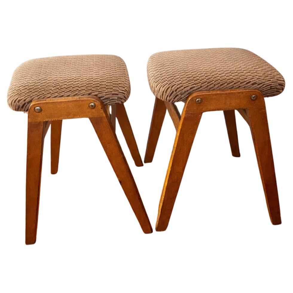 Pair of Yugoslav Modernist Wooden Stools Slovenia, 1960s–1970s