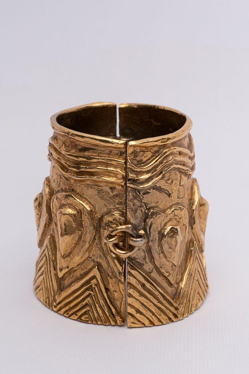 Pair of Yves Saint Laurent Golden Cuff Bracelets 1