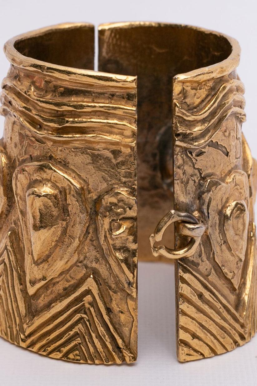 Pair of Yves Saint Laurent Golden Cuff Bracelets 2
