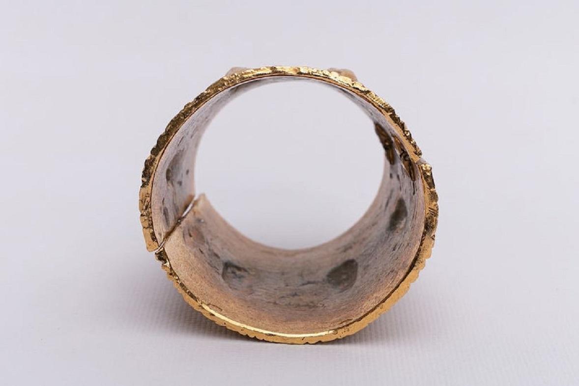 Pair of Yves Saint Laurent Golden Cuff Bracelets 3