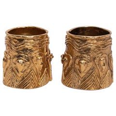 Vintage Pair of Yves Saint Laurent Golden Cuff Bracelets
