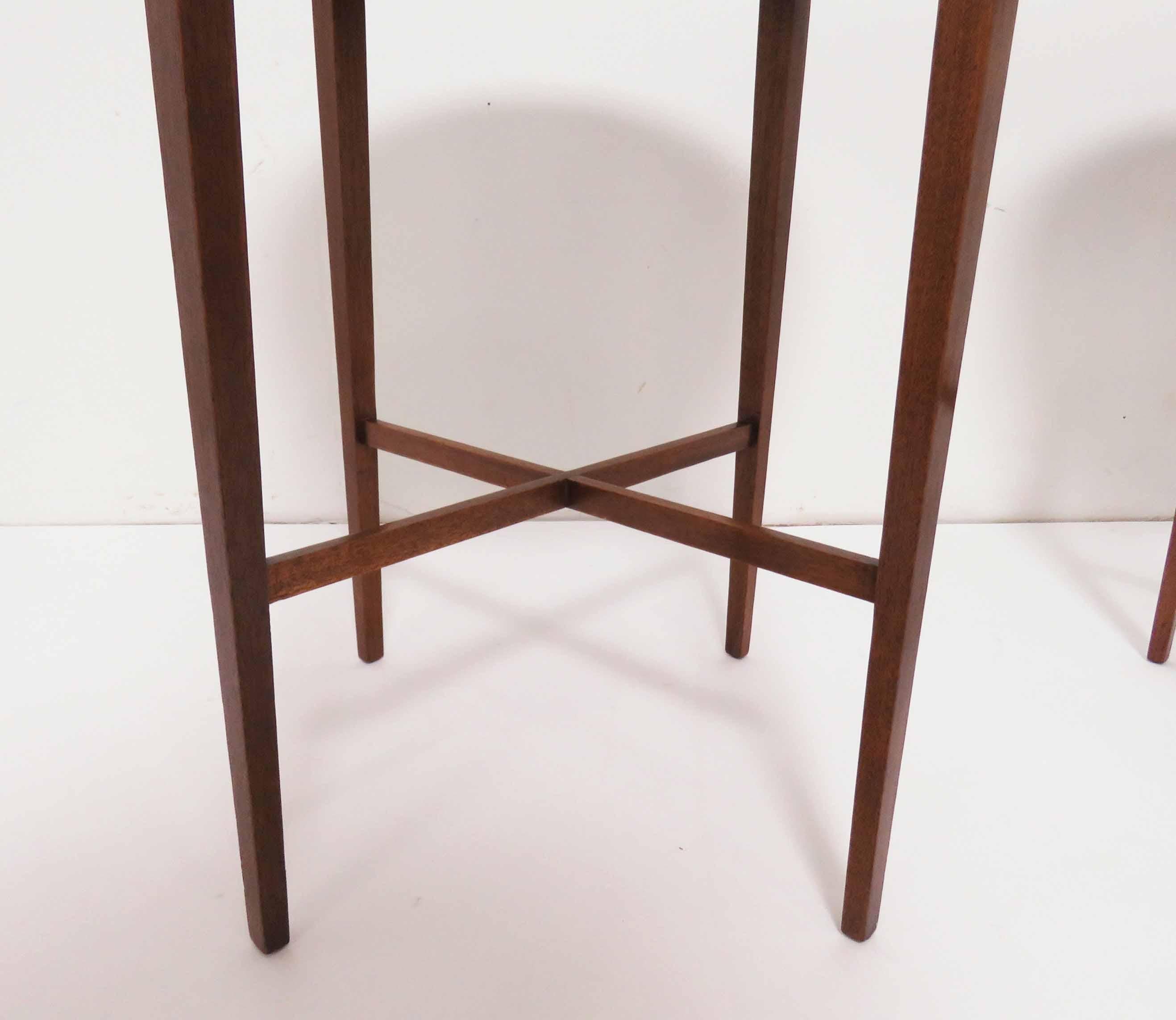 Pair of Zangerle and Petersen Mahogany Side Tables with Leather Tops circa 1940s 2