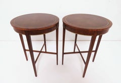 Pair of Zangerle and Petersen Mahogany Side Tables with Leather Tops circa 1940s