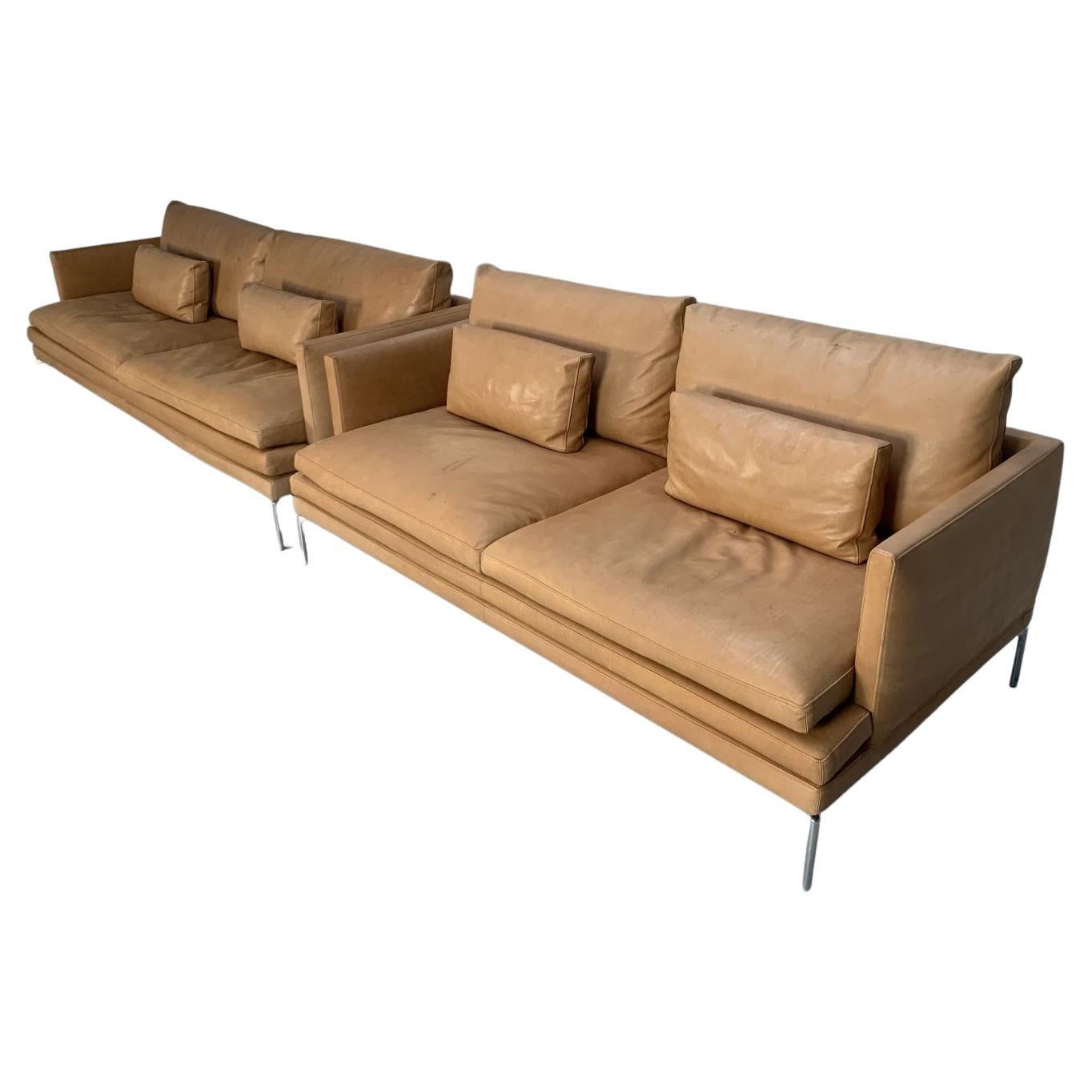 Zanotta William Monobloc ThreeSeater Sofa in Brown Leather by Damian