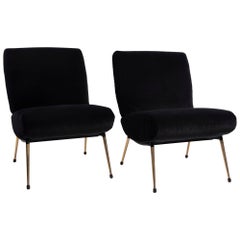 Vintage Pair of Zanuso Style French Chauffeuse Chairs, 1960