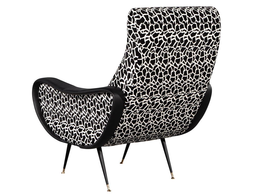 Metal Pair of Zanuso Style Lounge Chairs in Black and White For Sale